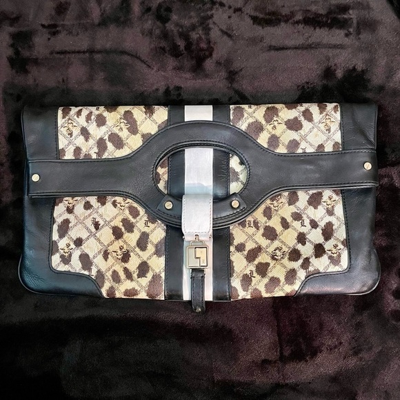L.A.M.B. Leopard Print Bag Clutch Leather Gwen Stefani Vintage - Picture 1 of 10